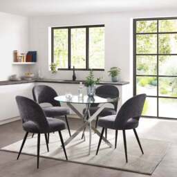 Anderson 4 Seater Round Glass Dining Table - thumbnail 4