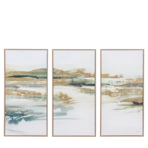 Cedar & Sage Set of 3 Triptych Abstract Landscape Framed Canvases - image 1