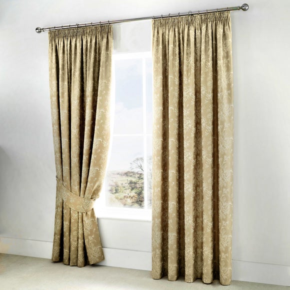 Woven Jasmine Lined Pencil Pleat Curtains with Tie Backs - image 1