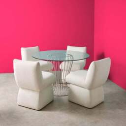 Yinka Ilori Trumpet Round Glass Top Metal Dining Table - thumbnail 2