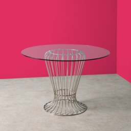 Yinka Ilori Trumpet Round Glass Top Metal Dining Table