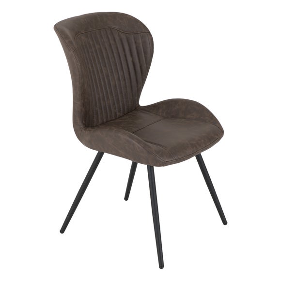Quebec Set of 4 Dining Chairs, Brown Faux Leather - image 1