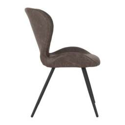 Quebec Set of 4 Dining Chairs, Brown Faux Leather - thumbnail 3