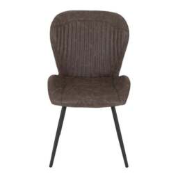 Quebec Set of 4 Dining Chairs, Brown Faux Leather - thumbnail 2