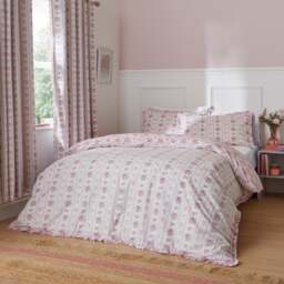 Vintage Floral Frill 100% Cotton Duvet Cover and Pillowcase Set - thumbnail 1