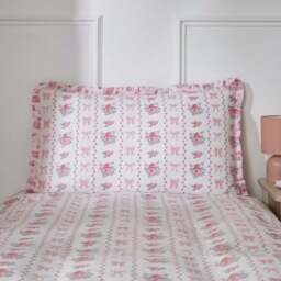 Vintage Floral Frill 100% Cotton Duvet Cover and Pillowcase Set - thumbnail 4