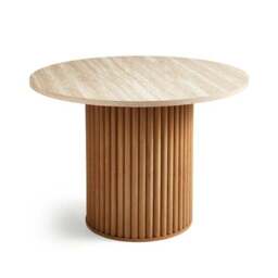 Lucin Travertine Effect 4 Seater Round Dining Table - thumbnail 6