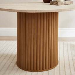 Lucin Travertine Effect 4 Seater Round Dining Table - thumbnail 4