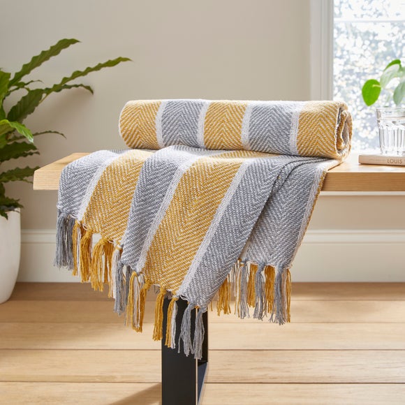 Herringbone Stripe Throw Blanket, 130x180cm - image 1