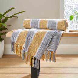 Herringbone Stripe Throw Blanket, 130x180cm - thumbnail 1