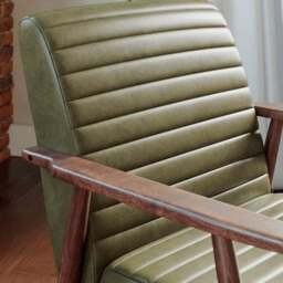 Quinn Faux Leather Wooden Arm Accent Chair - thumbnail 4