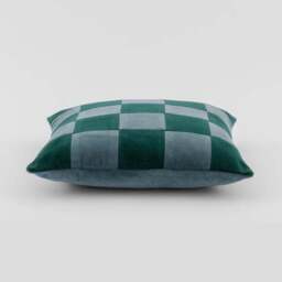 Clara Cubed Patchwork Cotton Velvet Square Cushion - thumbnail 4