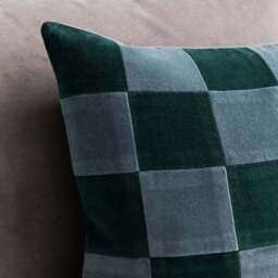 Clara Cubed Patchwork Cotton Velvet Square Cushion - thumbnail 6