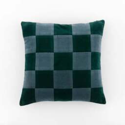 Clara Cubed Patchwork Cotton Velvet Square Cushion - thumbnail 3