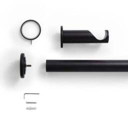Stepped Stud Fixed Metal Curtain Pole with Rings - thumbnail 2