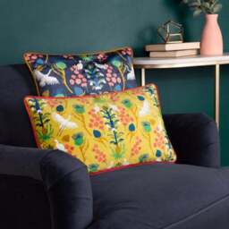 KateMerritt Herons Blue Piped Square Cushion - thumbnail 3