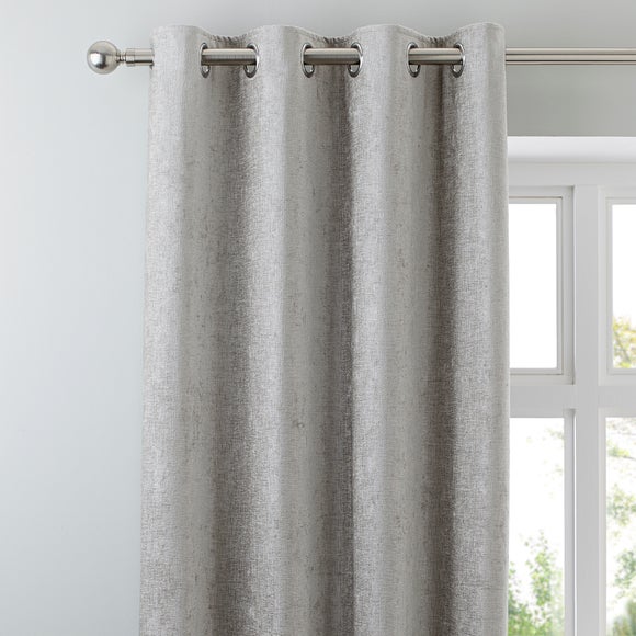 Chenille Silver Eyelet Curtains - image 1