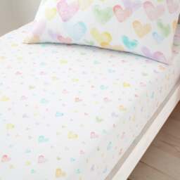 Pack of 2 Rainbow Hearts Fitted Sheets