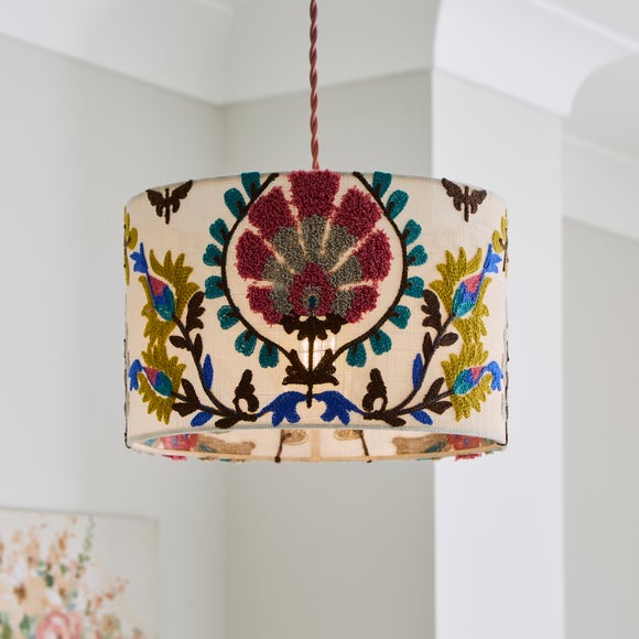 Hani Embroidered Easy Fit Drum Lamp Shade - image 1