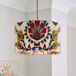 Hani Embroidered Easy Fit Drum Lamp Shade - thumbnail 1