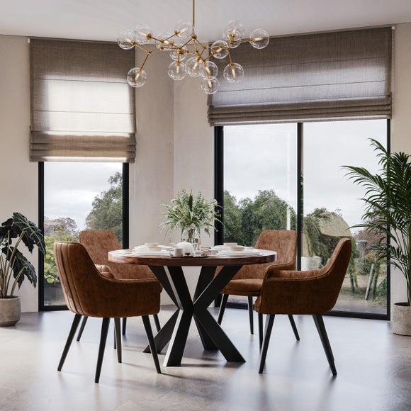 Indus Valley Logan 4 Seater Round Dining Table With 4 Logan Chairs - image 1