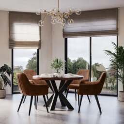 Indus Valley Logan 4 Seater Round Dining Table With 4 Logan Chairs - thumbnail 1