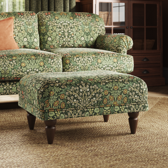 Jolene William Morris Blackthorn Print Velvet Footstool - image 1