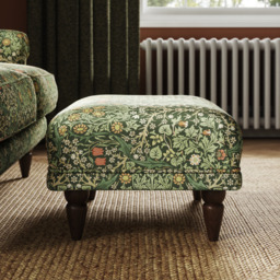 Jolene William Morris Blackthorn Print Velvet Footstool - thumbnail 2