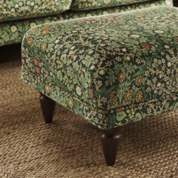 Jolene William Morris Blackthorn Print Velvet Footstool - thumbnail 3