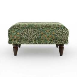 Jolene William Morris Blackthorn Print Velvet Footstool - thumbnail 5