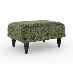 Jolene William Morris Blackthorn Print Velvet Footstool - thumbnail 6