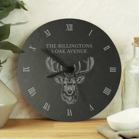 Personalised Stag Slate Wall Clock - image 1