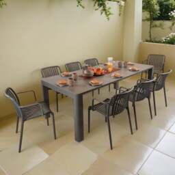 Modura Henrik Rectangular Dining Table with 8 Alma Armchairs