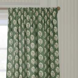 Sanderson Sessile Leaf Pencil Pleat Curtains - thumbnail 1