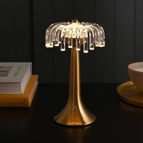 Hestia Bronze Base Crystal Trim Rechargeable Colour Changing LED Touch Table Lamp - image 1