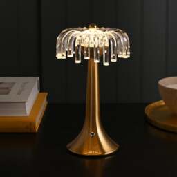 Hestia Bronze Base Crystal Trim Rechargeable Colour Changing LED Touch Table Lamp - thumbnail 1