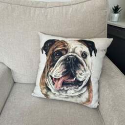 Christine Varley British Bulldog Square Cushion - thumbnail 1