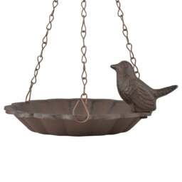 Fallen Fruits Hanging Cast Iron Bird Bath with Bird - thumbnail 1