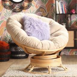 Desser Papasan Rattan Rocking Chair with Boucle Cushion