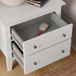 Lynton 2 Drawer Wide Tall Bedside Table - thumbnail 3