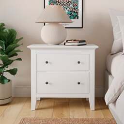 Lynton 2 Drawer Wide Tall Bedside Table - thumbnail 1