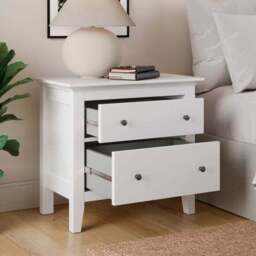 Lynton 2 Drawer Wide Tall Bedside Table - thumbnail 2