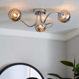 Arta 3 Light Semi Flush Chrome Ceiling Light - thumbnail 1