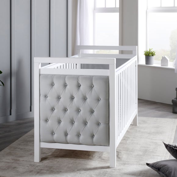 Babymore Velvet Deluxe Cot Bed, White - image 1