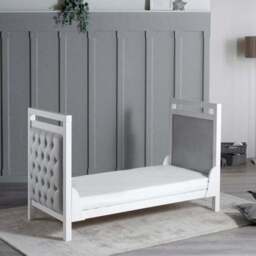 Babymore Velvet Deluxe Cot Bed, White - thumbnail 3