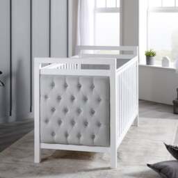 Babymore Velvet Deluxe Cot Bed, White - thumbnail 1