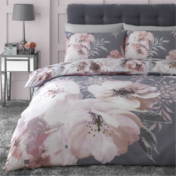 Catherine Lansfield Dramatic Floral Duvet Cover & Pillowcase Set - image 1