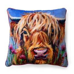 The Art Group Louise Brown Highlander Velvet Square Cushion - thumbnail 1