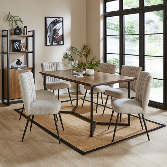 Brayden 4-6 Seater Rectangular Dining Table, Parquet Effect - image 1
