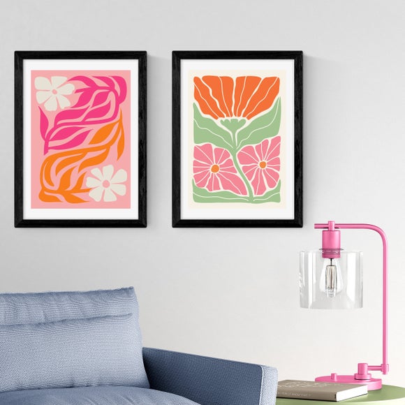 East End Prints Set of 2 Orange and Pink Botanicals by Luxe Poster Co Prints - image 1